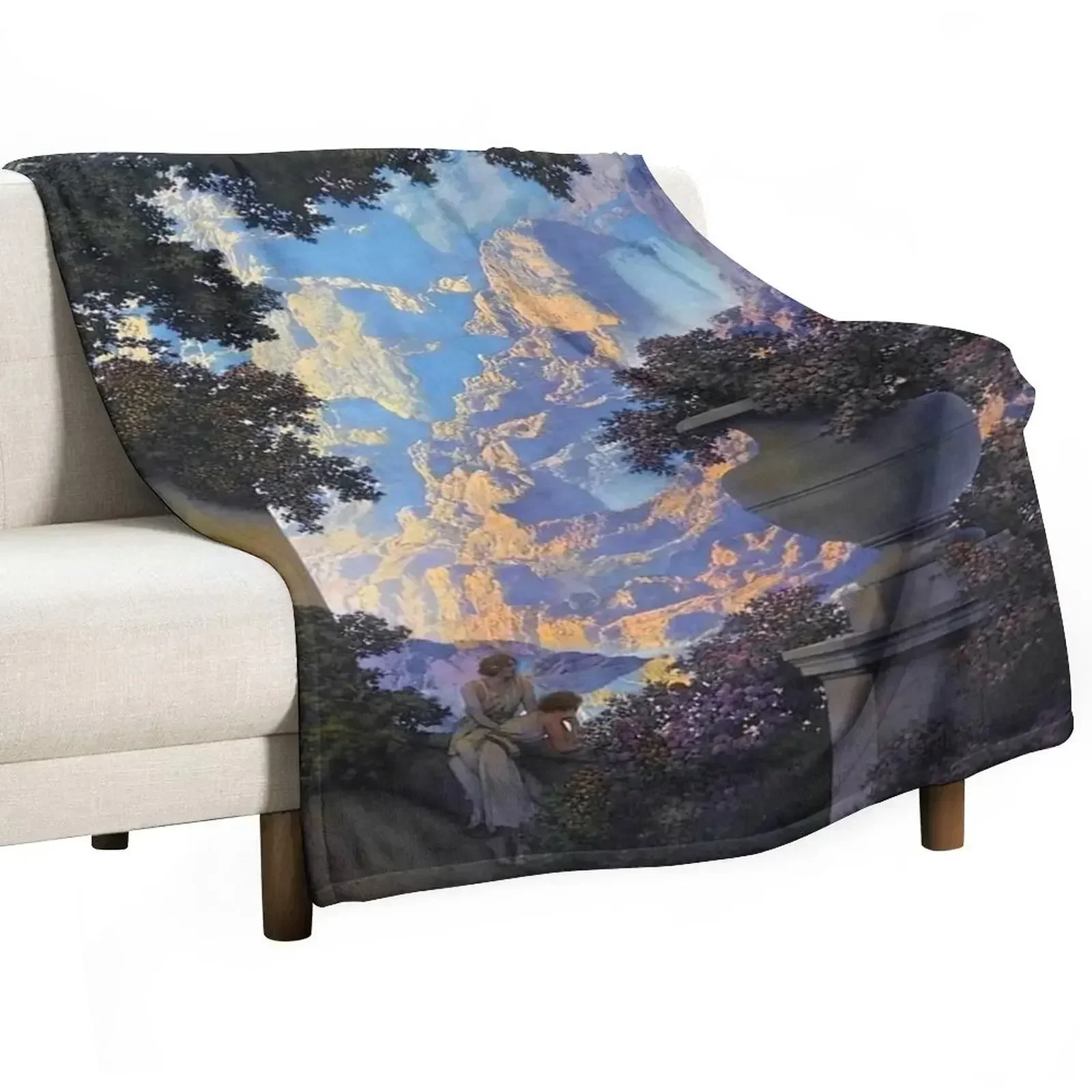 Sunrise (1933) - Maxfield Parrish Throw Blanket Sofa christmas gifts Travel Flannel Blankets