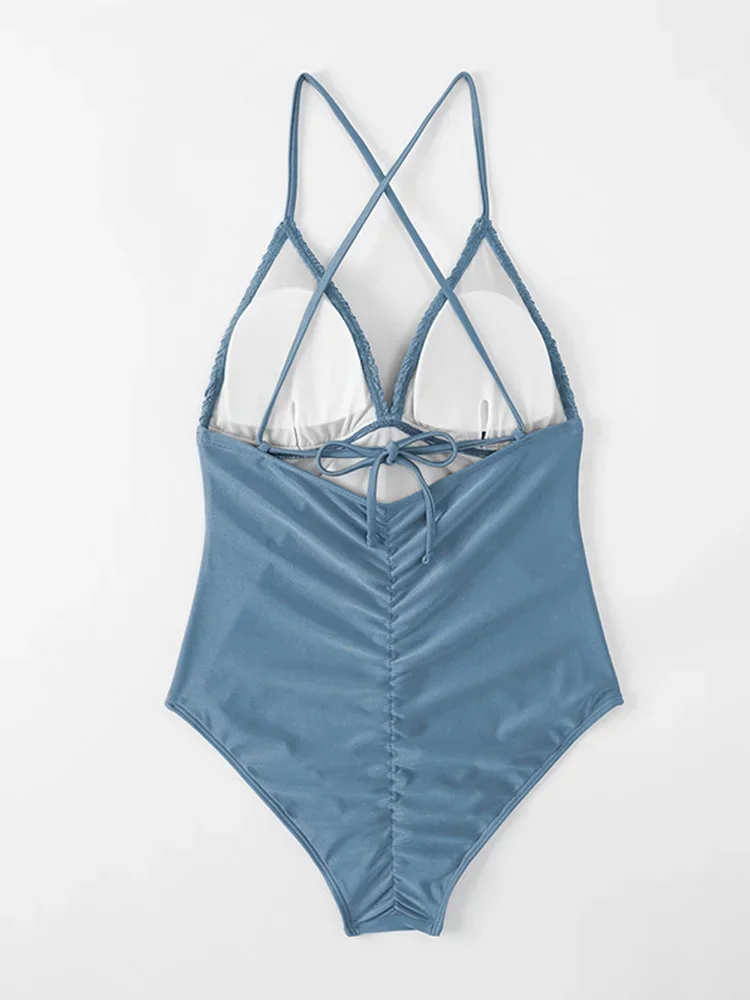 เซ็กซี่ Slim บิกินี่ผู้หญิงชุดว่ายน้ําที่ไม่มีสายหนังเอวสูง Backless Beach บิกินี่ 2025 ฤดูร้อนใหม่ชุดว่ายน้ํา One Piece ชุดว่ายน้ํา