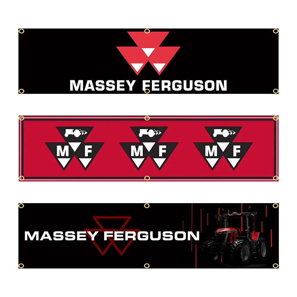 Bandera de tractor Massey Fergusons de 60x240cm, bandera impresa de poliéster para coche, tapicería decorativa impresa de poliéster para garaje o exteriores