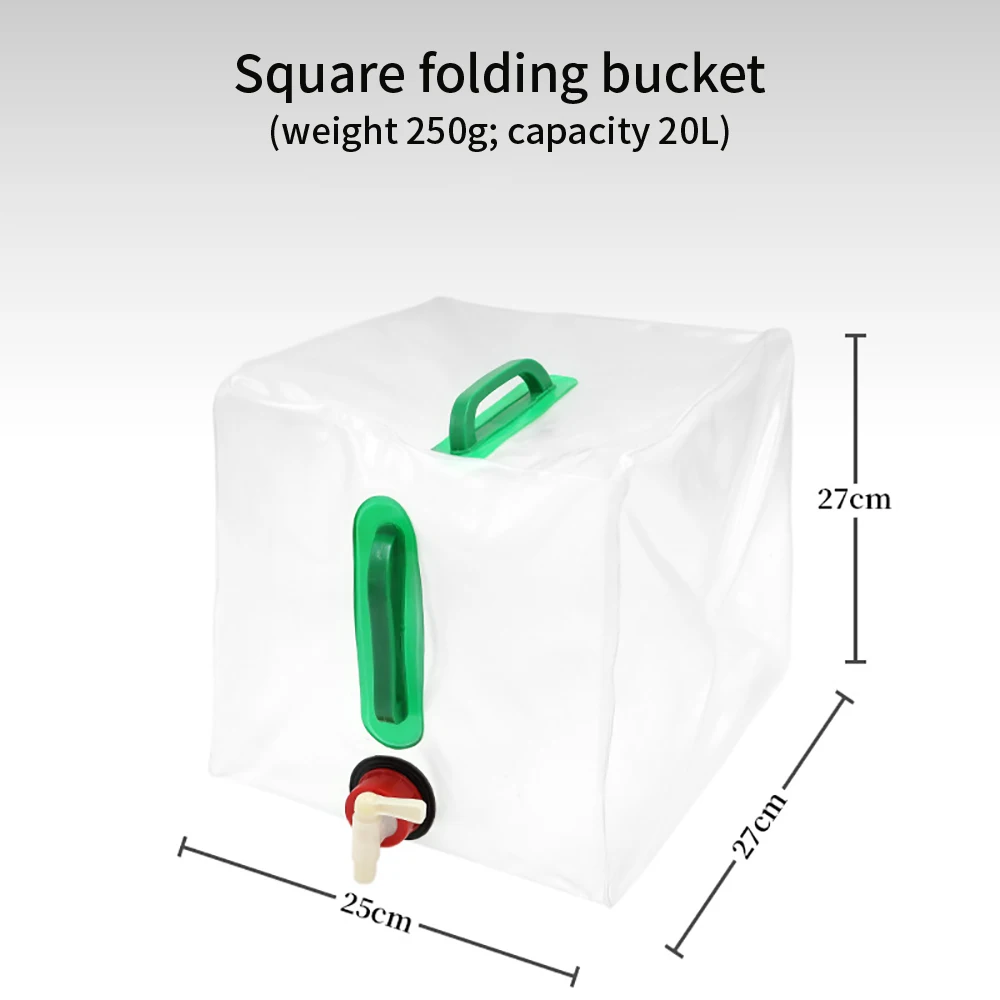 20L حاوية مياه قابلة للطي مع حنفية للتخييم PVC الغذاء الصف إبريق الماء المشروبات للطي حقيبة تخزين المياه للمشي لمسافات طويلة