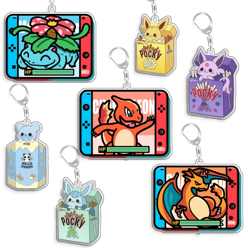 

For Pokemon Elf Qikchu Espeon Charmeleon Venusaur Charizard Acrylic Selfmade Cartoon Cute Anime Keychain Pendant Toy Gift 5cm