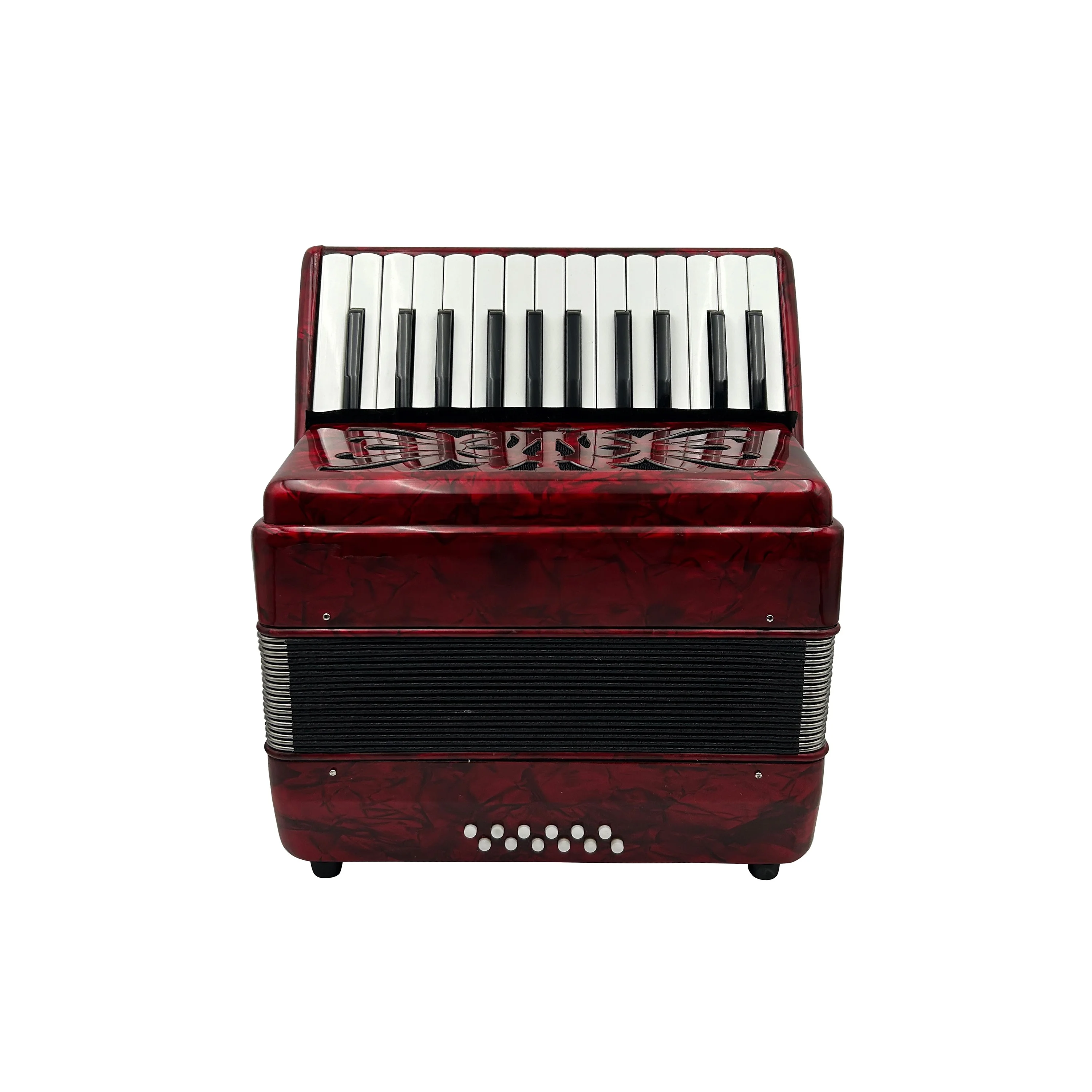 Chromatic 25 Keys 12 Bass Red Celluloid Piano Keyboard Accordion Instrument Customized