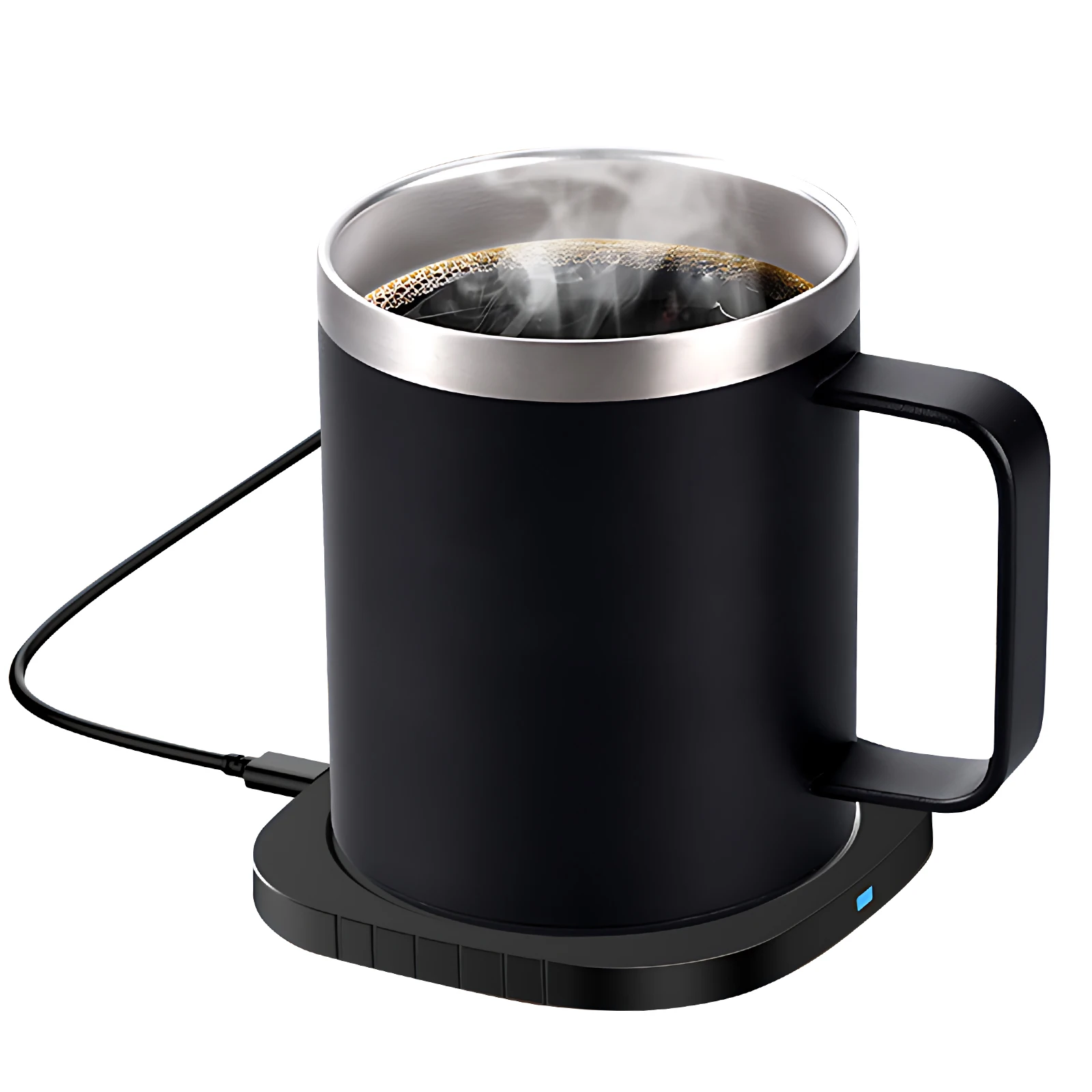 2 IN 1 Coffee Mug Warmer and Wireless Charger with Cup and Lid 55℃/131℉ Intelligent Constant Temperature 10.5oz