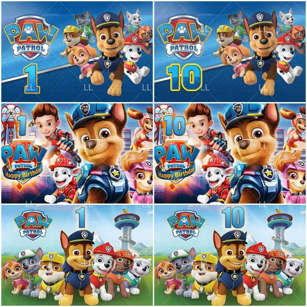 

PAW Patrol Child 1th-10th Birthday Party Decor Cute Puppy Dog Backdrop Blue Photography Background Baby Shower Supplies Boy Gift