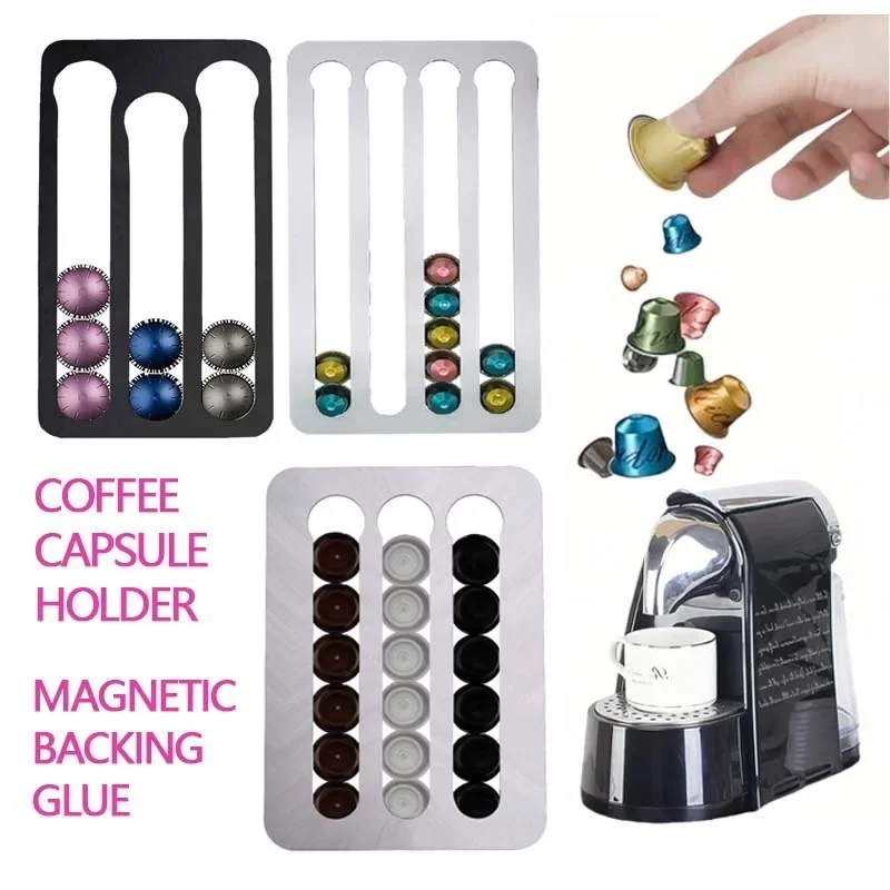1PCS Coffee Capsule Storage Rack Coffee Pods Organizer Stainless Steel Magnetic Capsule Holder Different Types Large Capacity