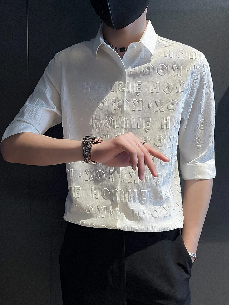 

Летняя мужская футболка с принтом, облегающая, легкая, дышащая, модная, в корейском стиле, тонкая, средней длины