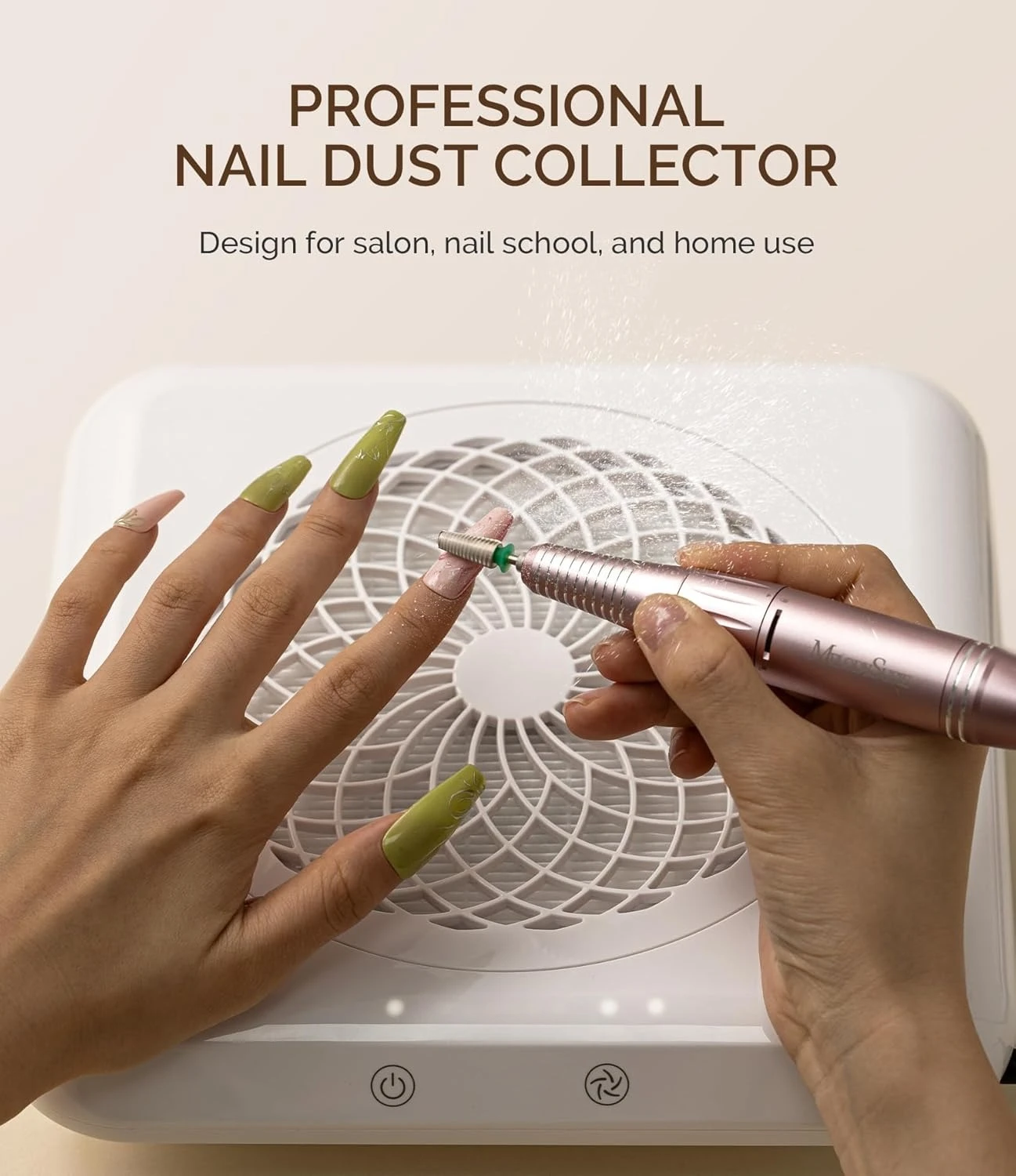 

Professional Nail Dust Collector 4500RPM High Suction Vacuum Fan with 3 Modes Touch Control 360 Capture for Nail Tech Salon