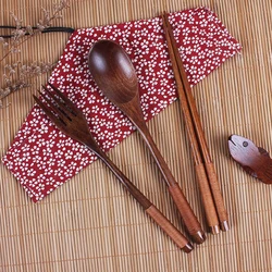 1pc Cutlery Bag Japanese Vintage Print Tableware Bag Portable Cotton Linen Chopstick Spoon Knife Forks Storage Bag Cutlery Pouch