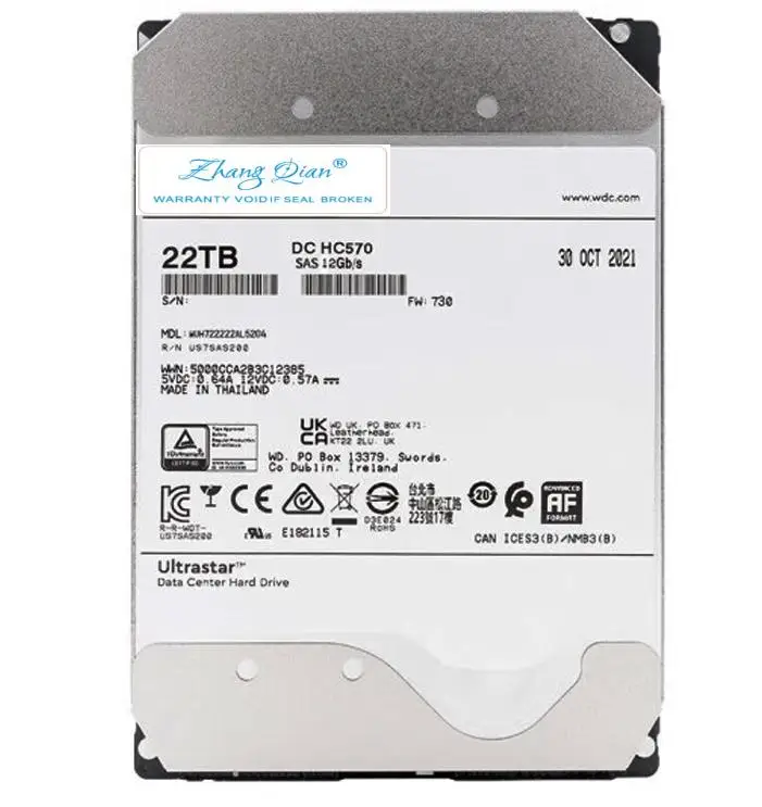 

WUH722222AL5204 Ultrastar DC HC570 22TB SAS 512mb 512e/4kn12Gb/s 7.2kRPM 7200RPM 3.5inch 0F48052