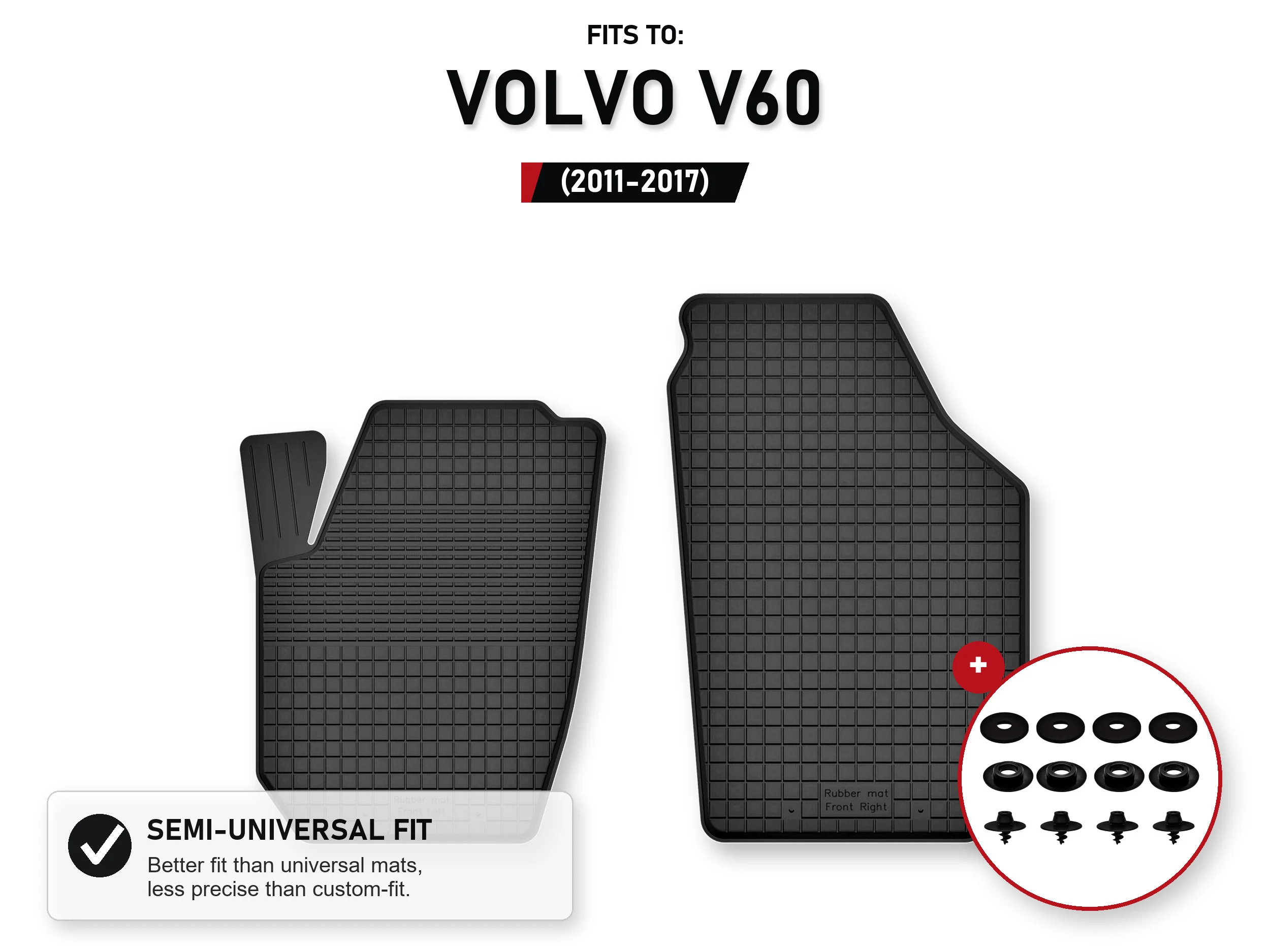 Automatten Rubberen voorste bakmatten voor: Volvo V60 2011-2017 met stoppers