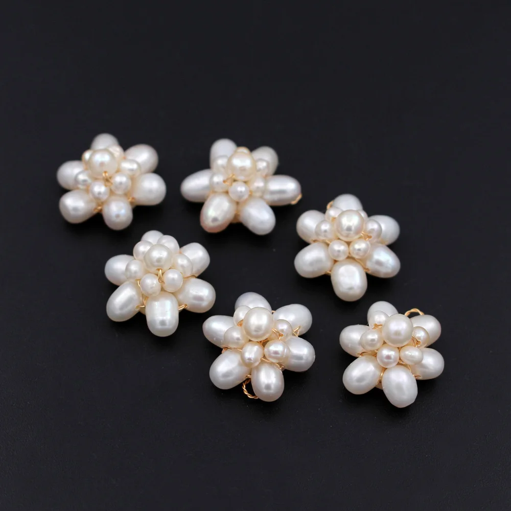 

10pcs 20mm Handmade Wired Natural White Freshwater Pearls Flower Clusters Pendant Charms Women Wedding Party Jewelry