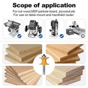 Onevan 6/8/6.35 Set of half round router (bull nose) with bearing, concave ray bullnose ray cutter to work wood 8 Main Sales CNC Router Madeira - №8