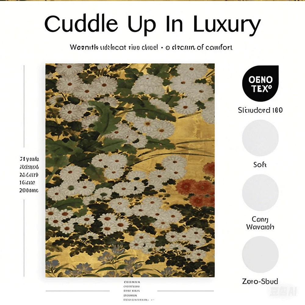 الربيع/الخريف الصوف بطانية أبيض أحمر أقحوان الأزهار اليابانية الذهب شاشة طباعة رمي غطاء لحاف الأوروبية الكلاسيكية