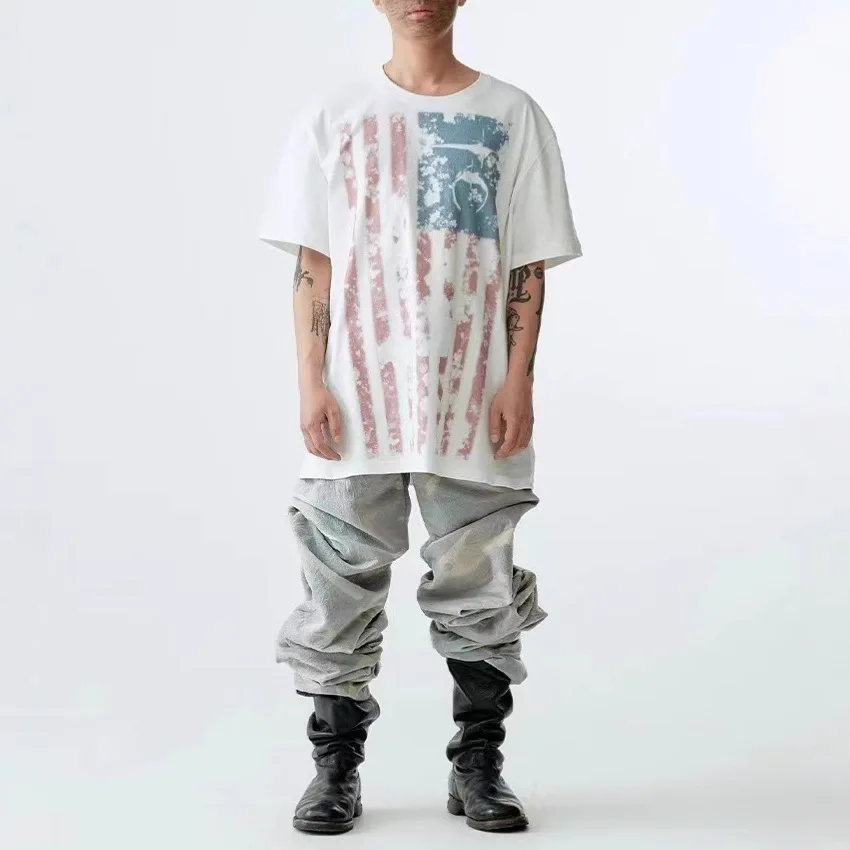 

Футболка-базовый слой с вышивкой флага Moon & Star от Thug Club, ручная роспись, парная (мужская и женская), с коротким рукавом