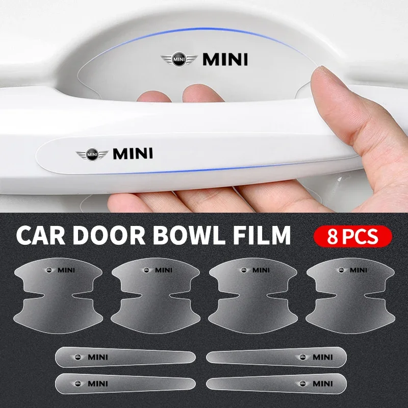 8pcs New Car Door Bowl Anti Scratch Sticker Car Door Handle Protector Decals For Mini One S R50 R53 R56 R60 F55 F56 R57 R58 R59