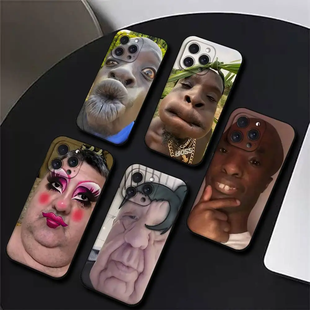 Coque de téléphone drôle homme laid pour IPhone 17,16,15,14,13,12,11 Plus,Pro,Max,XR,XS,X,7,8 Plus,Mini Silicone noir souple