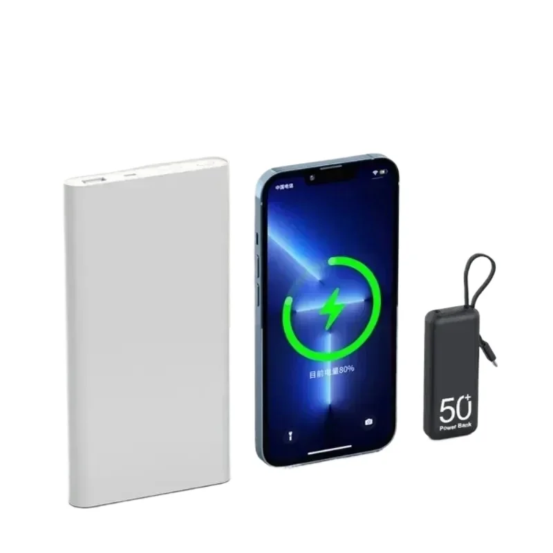 For Outdoor Emergency Power Banks Station Mini Power Bank Built-in Cable Portable Battery Pack 5000mAh