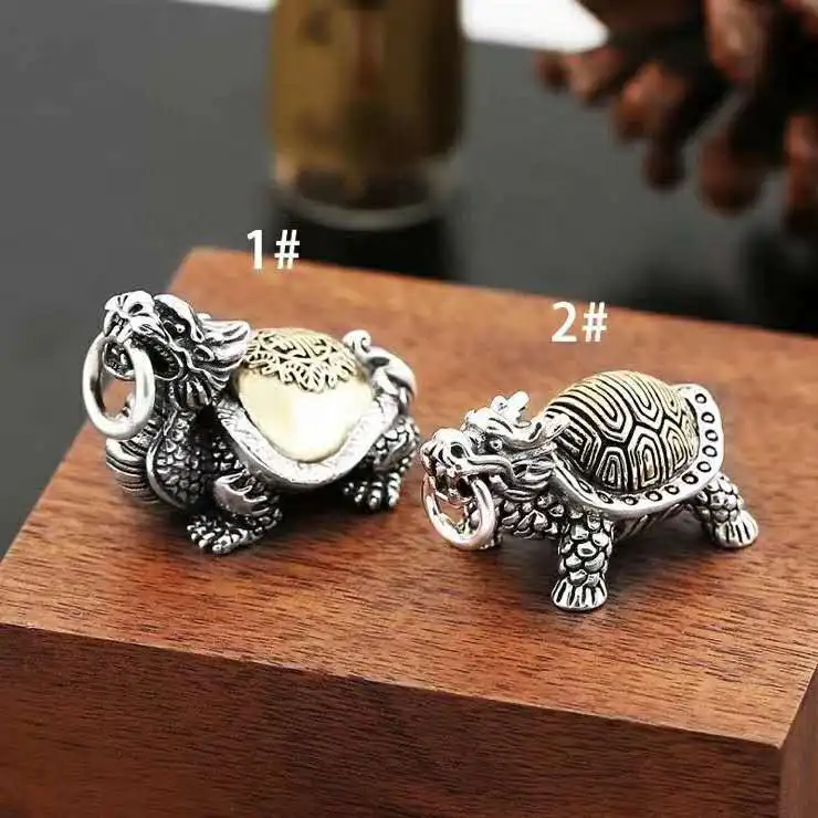 

Wind Exquisite Pure Silver Lucky Dragon Turtle Pendant Thai Silver Pendant Vintage Small Crafts Personalized Necklace Pendant