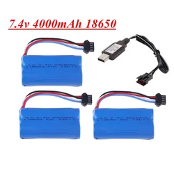 SM-4P Plug 4000mah 7.4v LiPo Battery for UDI902 UDI007 UDI002 UDI001 HuanQi 961/962 HJ806 RC Boat Spare Parts 2s 18650 Battery
