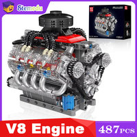 Mould King 10171 LSX454 V8 Engine Motorized Simulation Model Electrically Drive Building Blocks Technical Car Parts Toys Gift