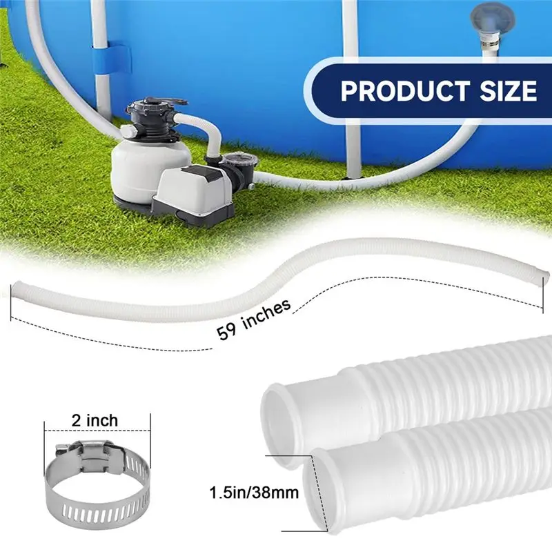 A89E-1.5In Pool Hoses For Above Ground Pools, 1.5In Diameter Pool Pump Replacement Hose 5 Filter Pump Hoses For 28337EH
