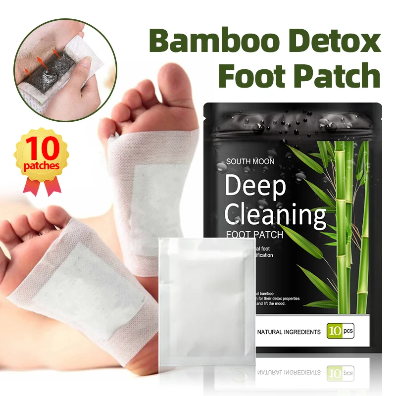 

Detox Foot Patches Natural Bamboo Ginger Sticker Body Toxin Detoxification Deep Cleansing Slimming Stress Relief Feet Pads 10pcs