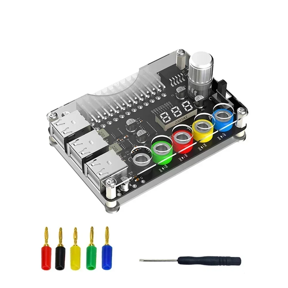 Power Module Adapter for ATX Power Supply with 6 USB Ports and Adjustable Voltage Output for Various Applications