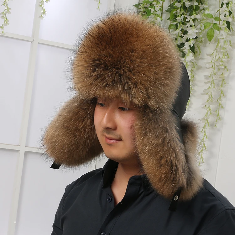 2022Natural Fox Fur Russian Aviation Hat With Ears Ushanka Women Winter Warm Fluffy Stylish Female Tail Cap Fashion Real Fur Hat