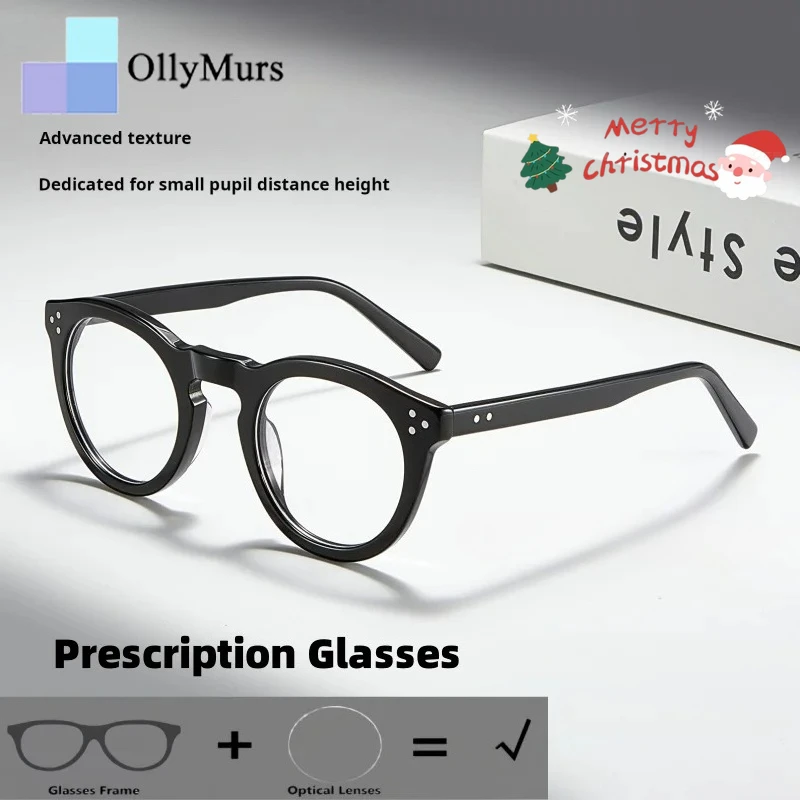 

Модные желтые круглые прогрессивные очки по рецепту, ацетатные очки ручной работы для близорукости, фотохромные оптические очки 88015