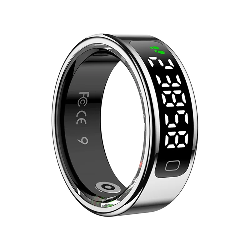 GROCE-Smart Ring R11C جهاز مراقبة اللياقة البدنية مراقبة الصحة مع شاشة عرض لمعدل ضربات القلب الأكسجين في الدم تتبع النوم لون القصدير