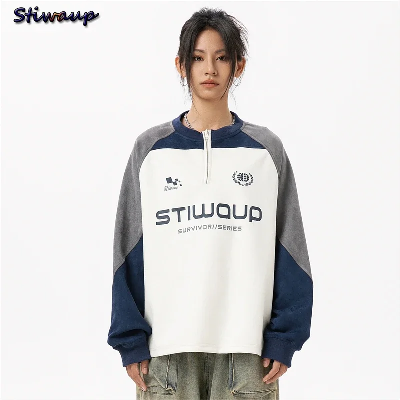 Women's Sweatshirts 2000s Fall Outdoor Clothes Y2k Patchwork Fashion Off Shoulder Long Sleeve Top Youth Sweatshirts for Women