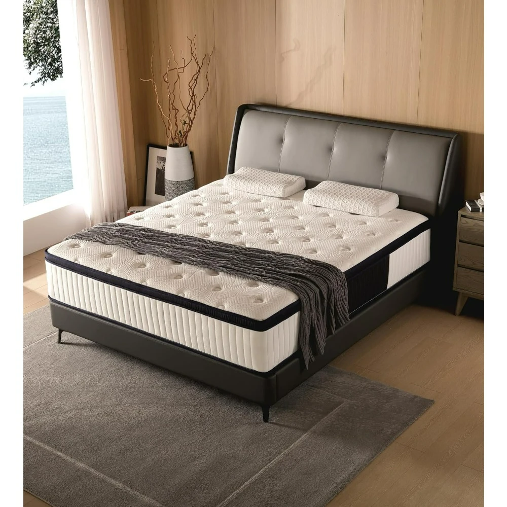 Queen Mattress,12 Inch Queen Size Mattresses Memory Foam Hybrid White Mattress in a Box,with Provide Support and Improve Sleep