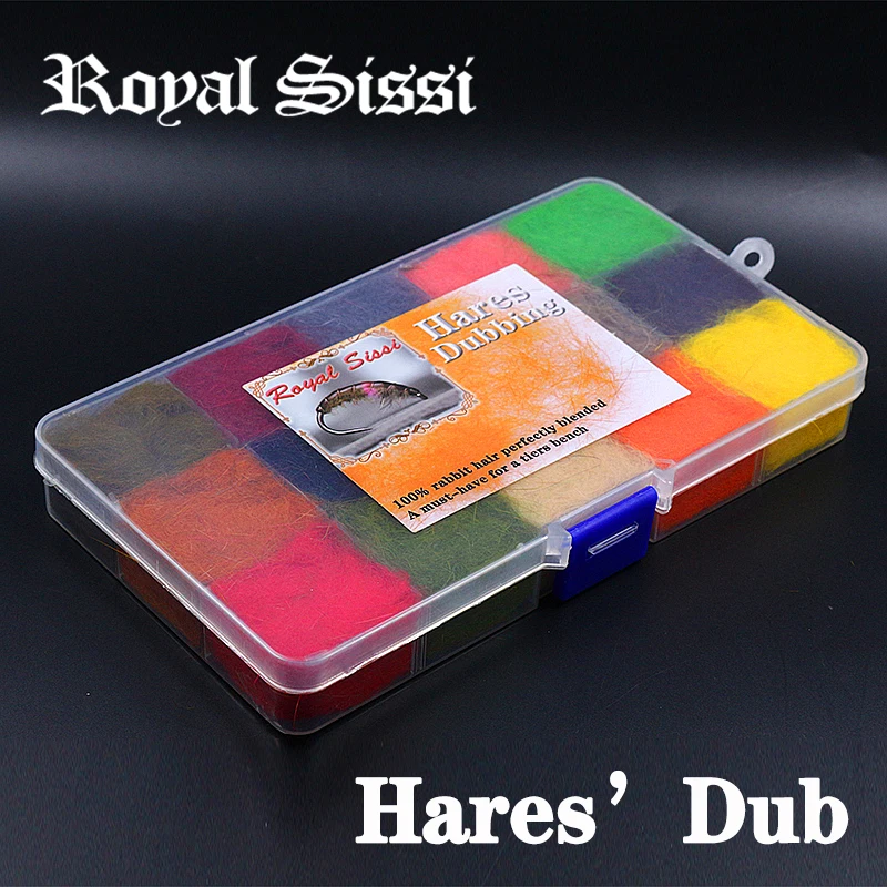 Royal Sissi 15 colors/box fly tying rabbit dubbing dispenser rabbit hair fiber fly dubbing mix guard hairs fly tying materials