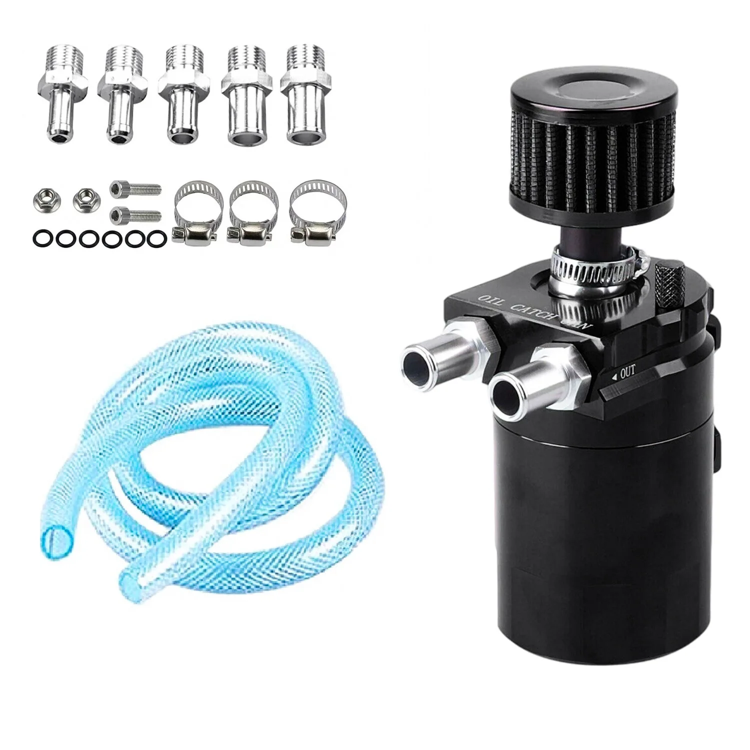 

Aluminum Alloy Oil Trap Reservoir Fuel Catch Tank Universal Baff Red Black Blue Silver With Air Filter 300 ML Oil Pot Refit Kits