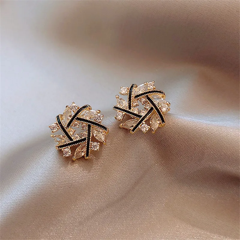 Adolph Trending Crystal Across Geometry Stud Earrings Korean Elegant Cheap Earring For Woman Wedding Fashion Jewelry New In 2023