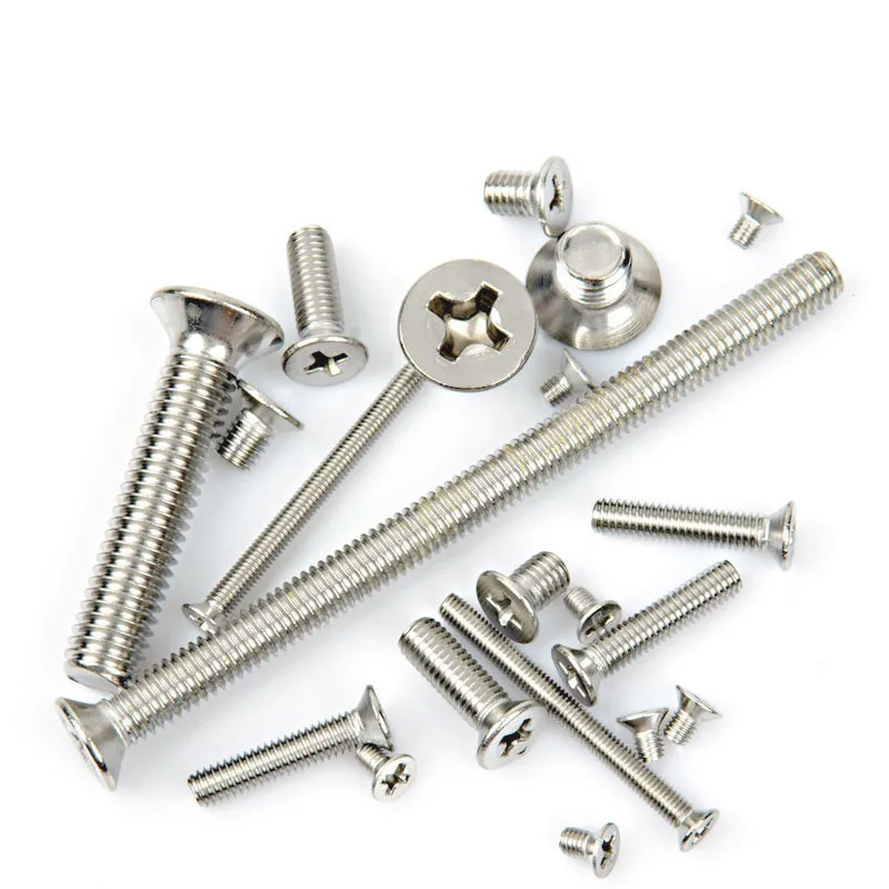 5/10/50x M1 M1.2 M1.4 M1.6 M2 M2.5 M3 M3.5 M4 M5 M6 M8 304 Stainless steel GB819 Cross Phillips Flat Countersunk Head Screw Bolt