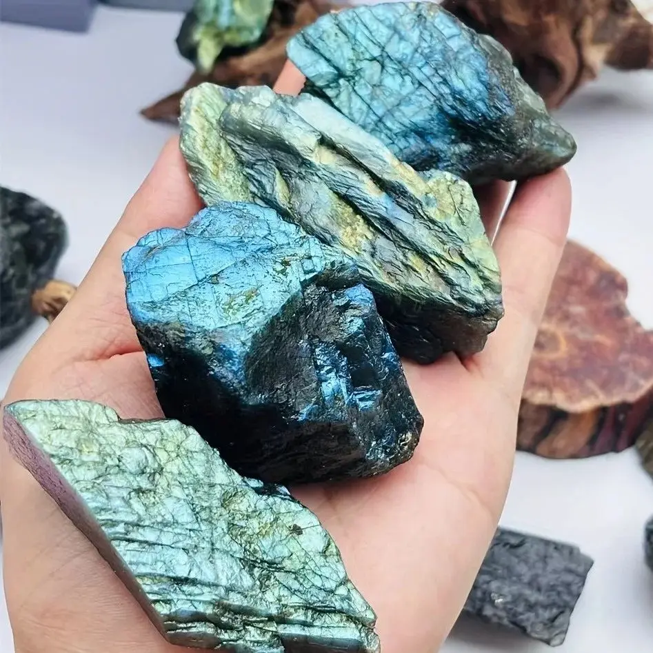 Natural Crystal Crafts Multi-shape Blue Labradorite Raw Stone/Freeform Ornament Healing Stone for Decoration