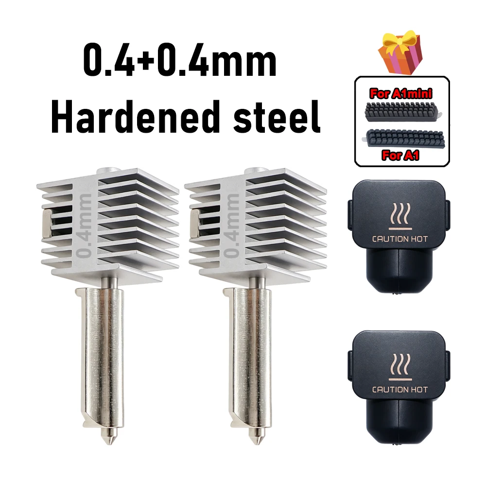 Verbessertes Hotend-Kit für Bamb Lab A2L/A1/A1 Mini – Hochgeschwindigkeits-Hotend-Baugruppe mit 0,2/0,4/0,6/0,8 mm gehärteter Stahldüse – 3D-Teil
