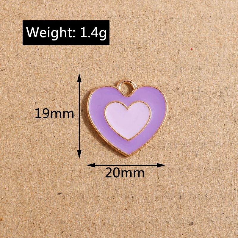 10 stücke Bunte Emaille Liebe Herz Charme für Schmuck Machen Frauen Nette Tropfen Ohrringe Anhänger Halsketten DIY Armbänder Handwerk Geschenk – Detail 10