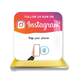 Supporto per recensione Instagram NFC-Digital Business Signage, Display da tavolo in acrilico, Tag NFC personalizzabile per follower senza sforzo