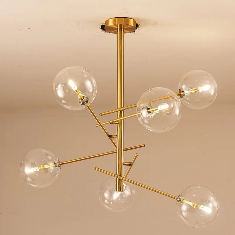 أضواء غرفة المعيشة، الثريات، المطاعم الرعوية الأمريكية الإبداعية، كرات زجاجية من الحديد المطاوع #2