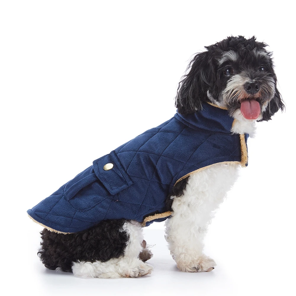 Herfst Winter Huisdier Jas Pluche Warme Dikker Huisdier Kleding Geruite Dubbele Tas Jas Hond Jas Voor Puppy Hond Thermische Jas