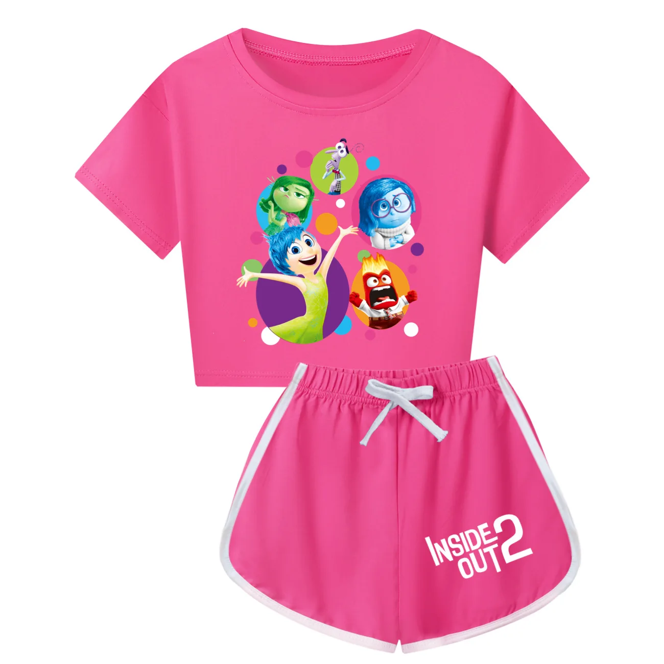 Inside Out2 Clothes Kids 2024 Summer Family Matching Outfits Girls Gabby Chat T-shirt+shorts 2pcs Sets Children's Sportsuits