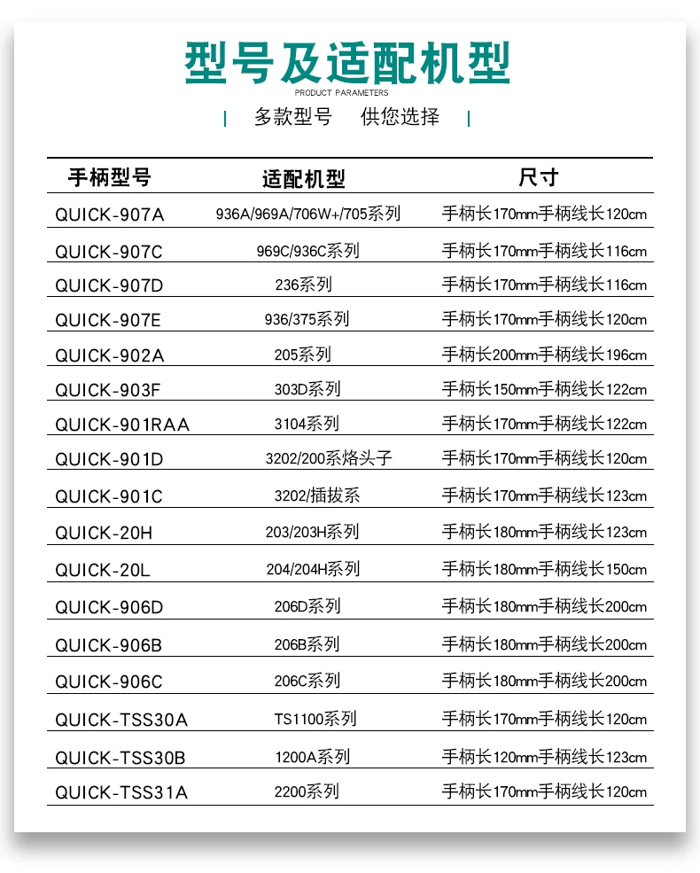 QUICK-20Lはんだごてハンドル、204、204hのはんだ付けステーションの交換用の6穴