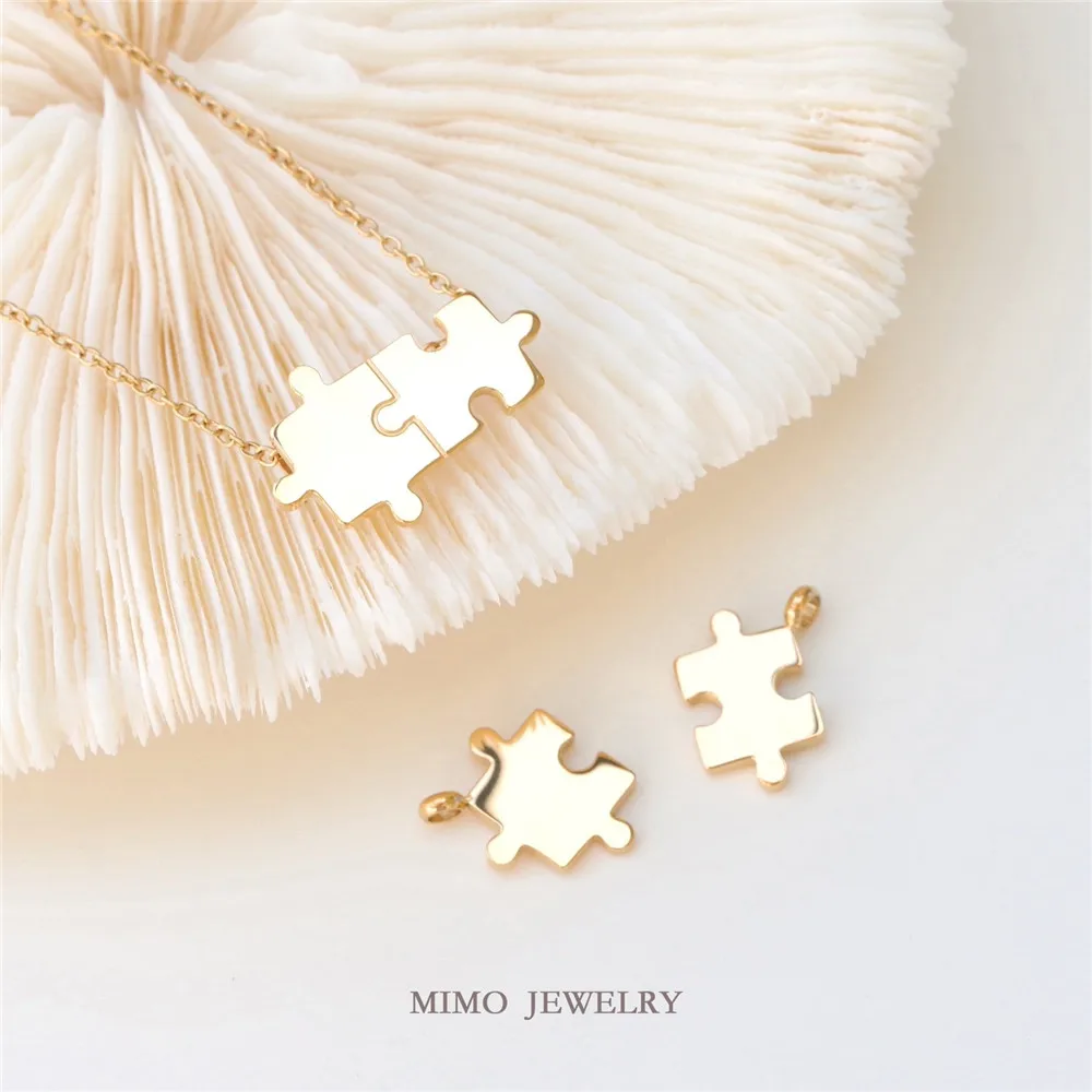 

Titanium steel gold plated original fun jigsaw series pendant lovers boudoir necklace DIY accessories M-189