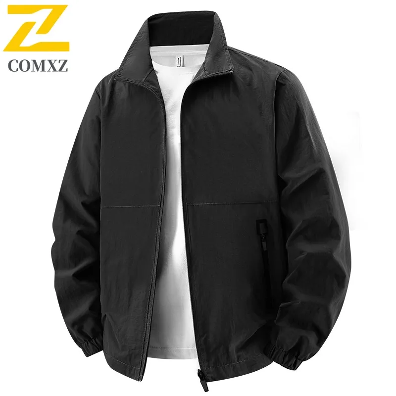 COMXZ Men Jacket Lightweight Windproof Wrinkle Resistant Outdoor Hiking Travel Camping Jackets Autumn Casual Sports Outerwear