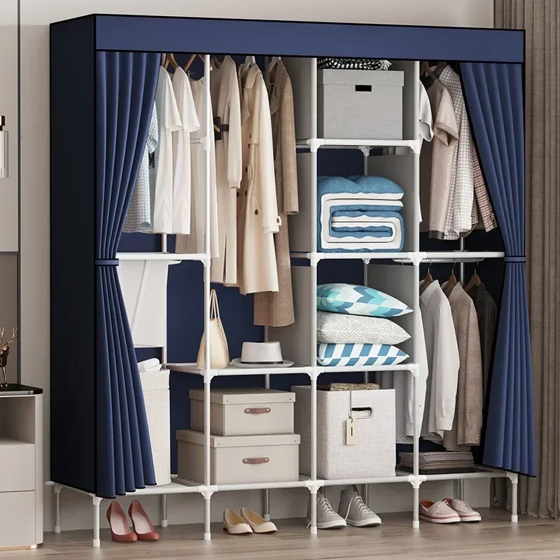 

Stable Cloth wardrobe steel pipe bold reinforcement zipper fully enclosed single dormitory wardrobe non-woven wardrobe Durable