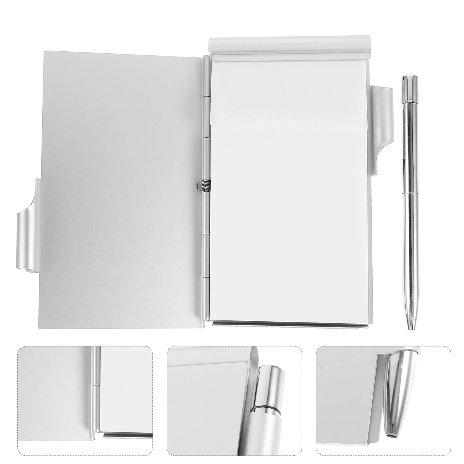 Creative Notebook Portable Notepad with Pen Holder Aluminum Alloy Delicate Pocket Metal Write Pads