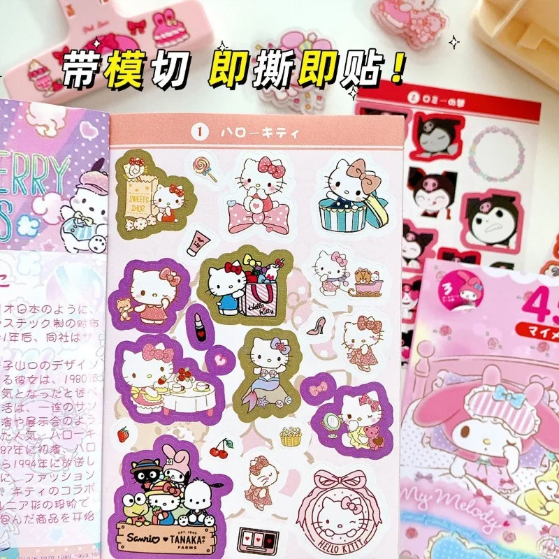 450 pezzi Sanrio Kuromi Hello Kitty libro di adesivi melodia Goo carta cartone animato adesivo Kawaii decorazione conto mano per ragazze regalo