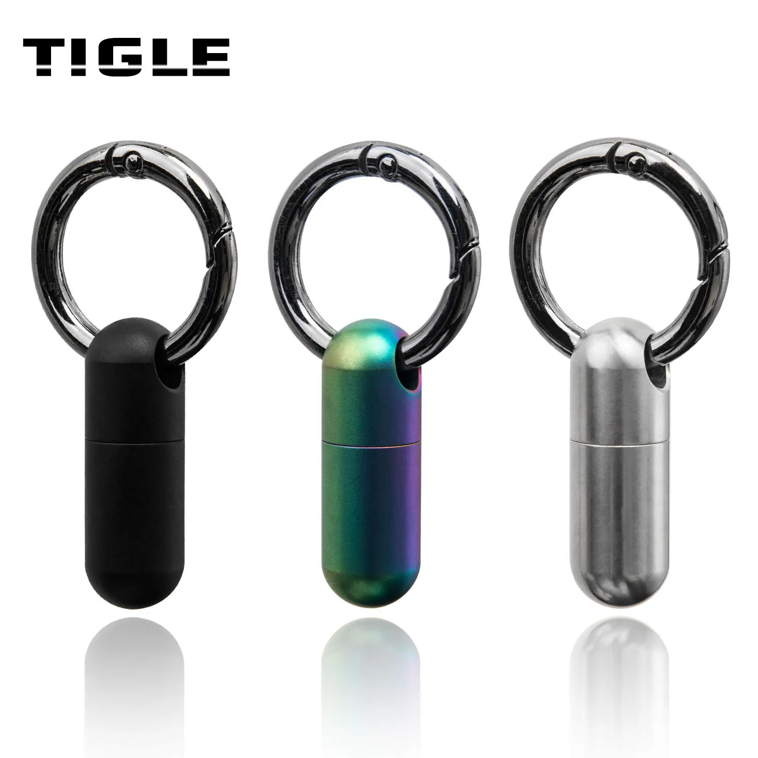 TIGLE Titanium Alloy Pill Bottle New Key Ring Sealed Waterproof Bottle Multi functional EDC Tool